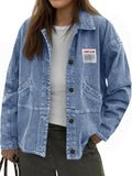 Oversized Denim Jacket Womens Boyfriend Button Down - Vintage Y2K Fit