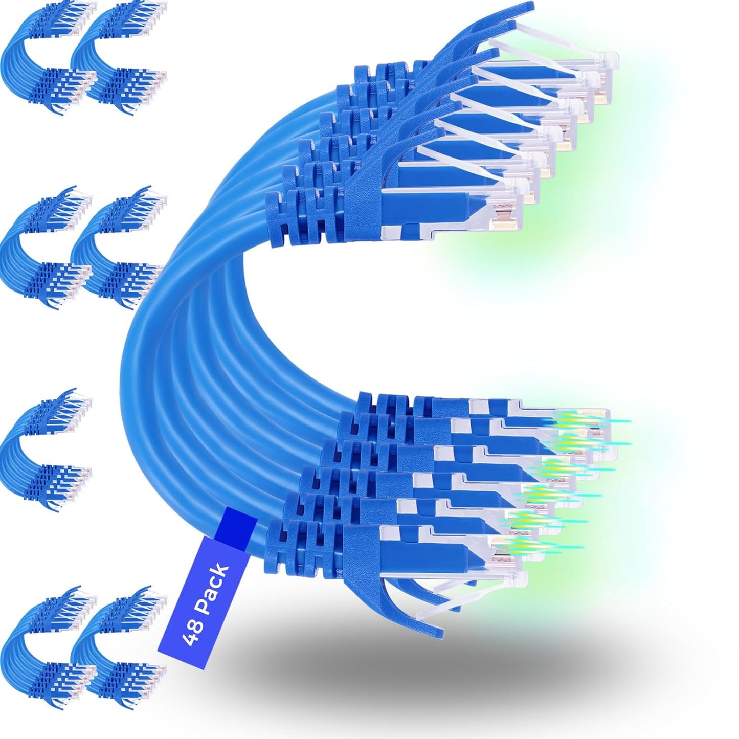 Rapink Cat6 Patch Cables 0.5ft 48 Pack for High Performance