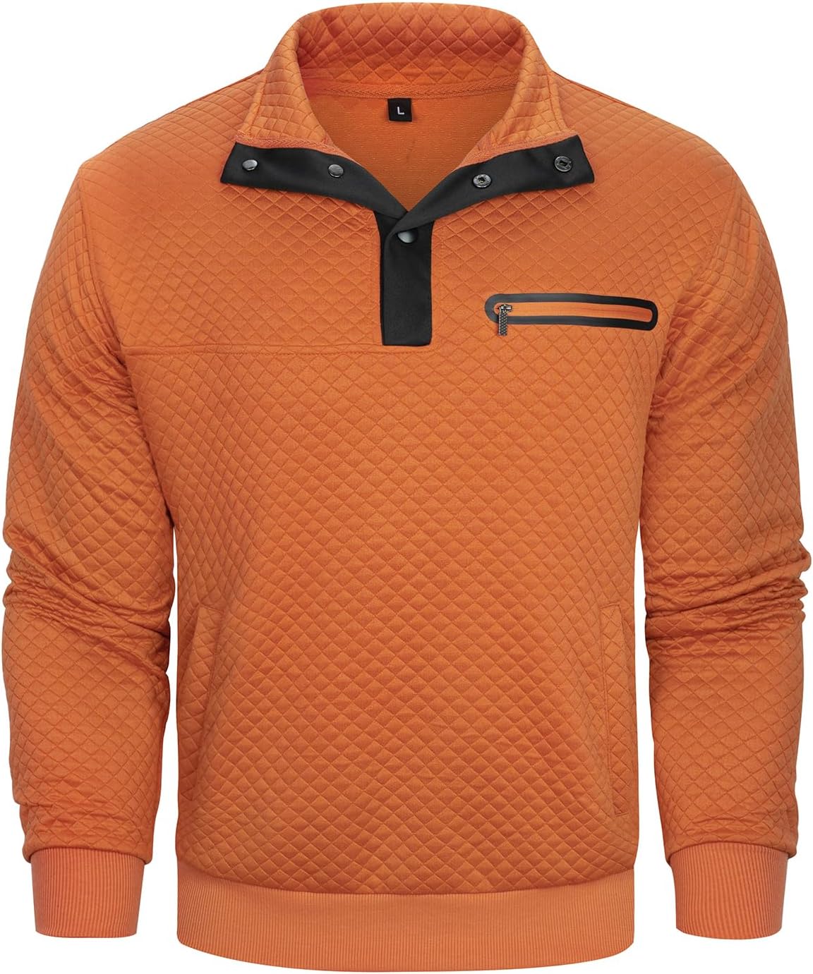 Cozy Quilted Sweatshirt with Stand Collar by MANLUODANNI