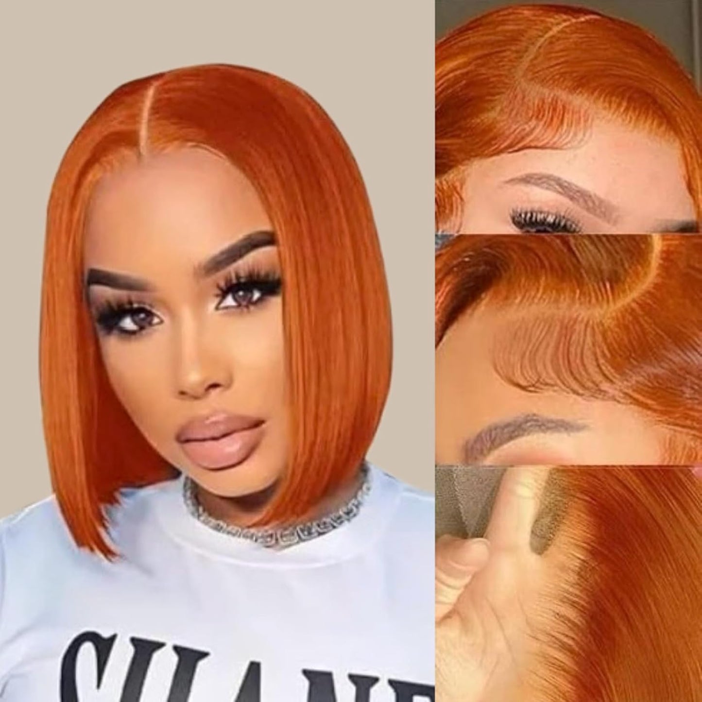 Ginger Orange Bob Wig Human Hair 13x4 HD Lace Front Wigs