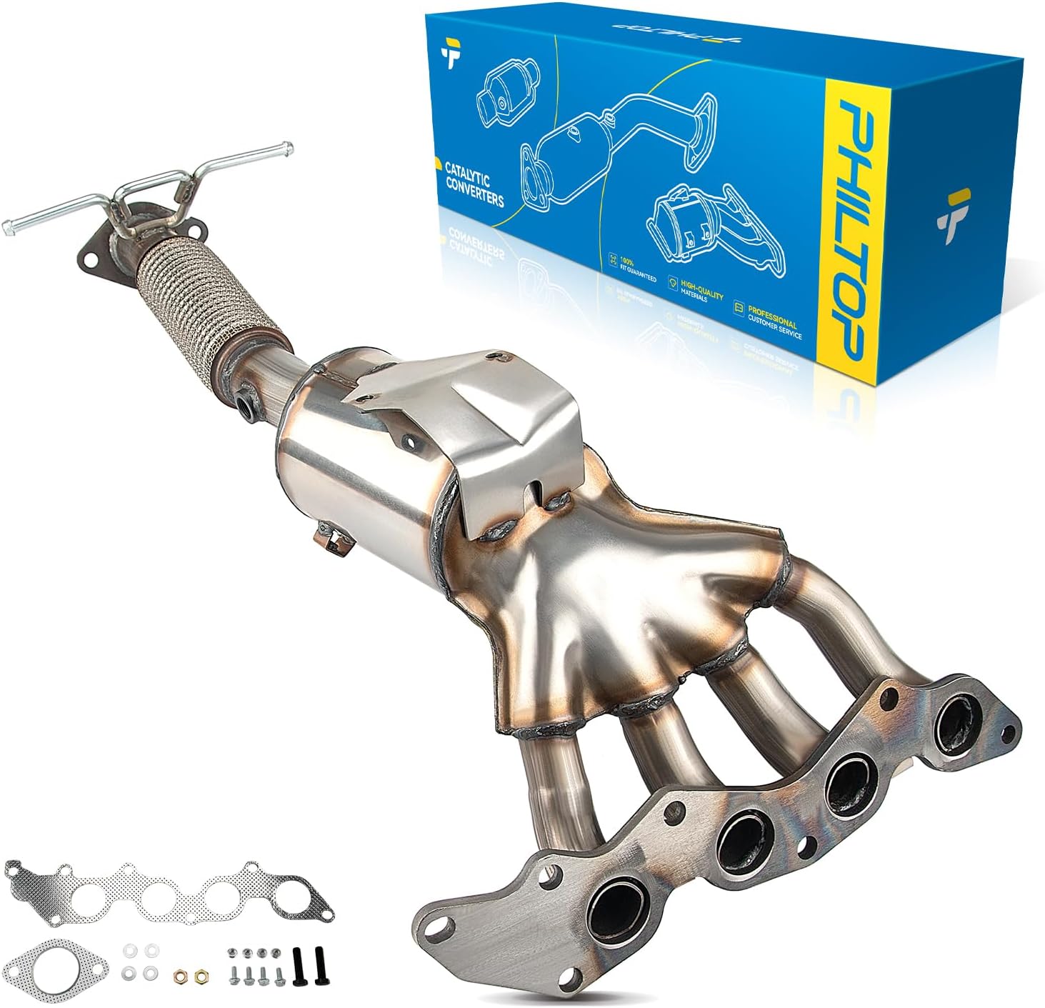 PHILTOP Front Exhaust Manifold Catalytic Converter Kit for Ford