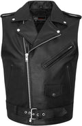 Mens Leather Motorcycle Vest with CCW Pocket - Premium All-Weather