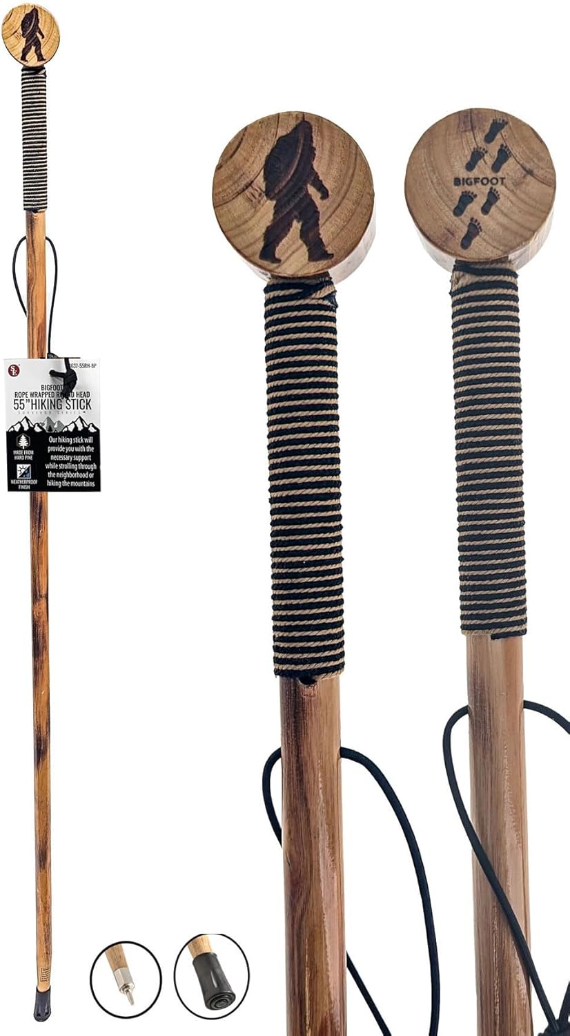 55-Inch Hard Pine Hiking Stick - Metal Reinforced Tip