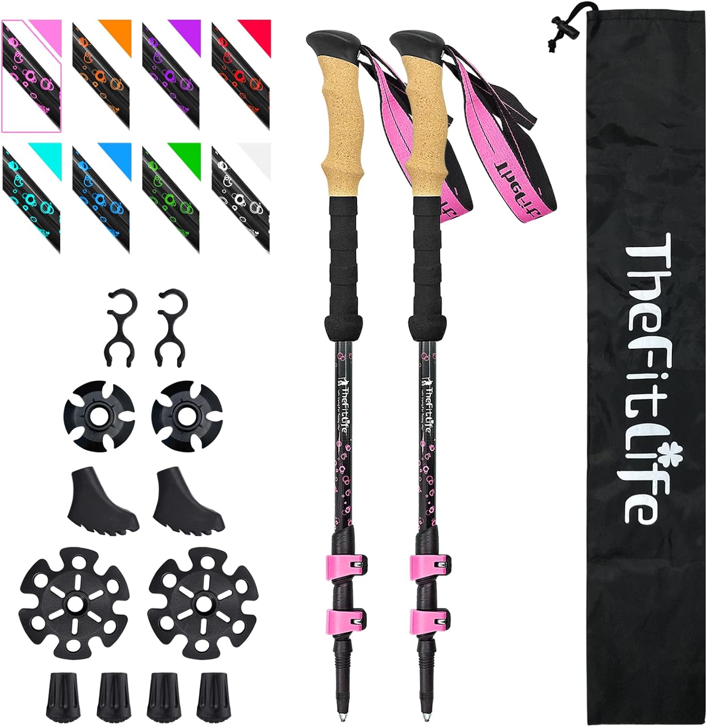 TheFitLife Carbon Fiber Trekking Poles for Hiking and Camping