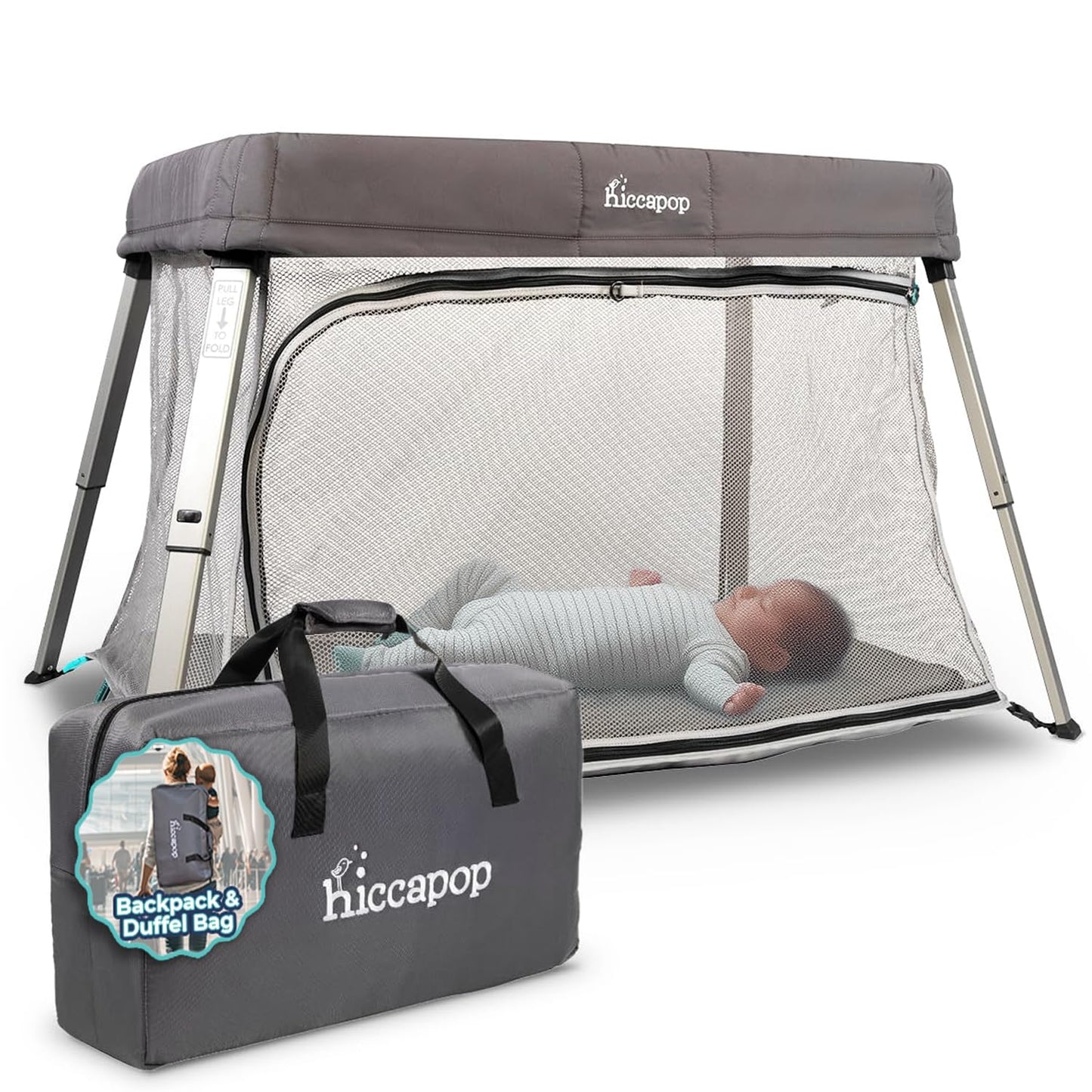 Hiccapop TravelPod Portable Crib for Baby - Lightweight & Safe