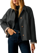 Womens Cropped Trench Coat Lightweight Fall Jacket - Casual Chic