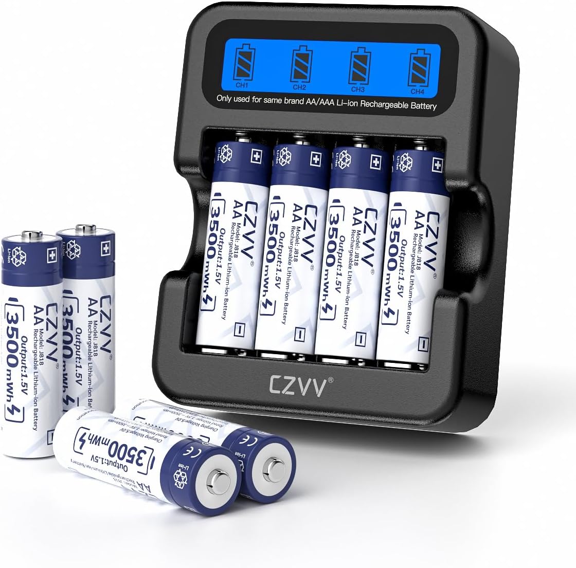 High-Capacity AA Batteries with Fast Charger