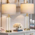 26 Gold Glass Table Lamps Set of 2 with USB Ports and Dimming