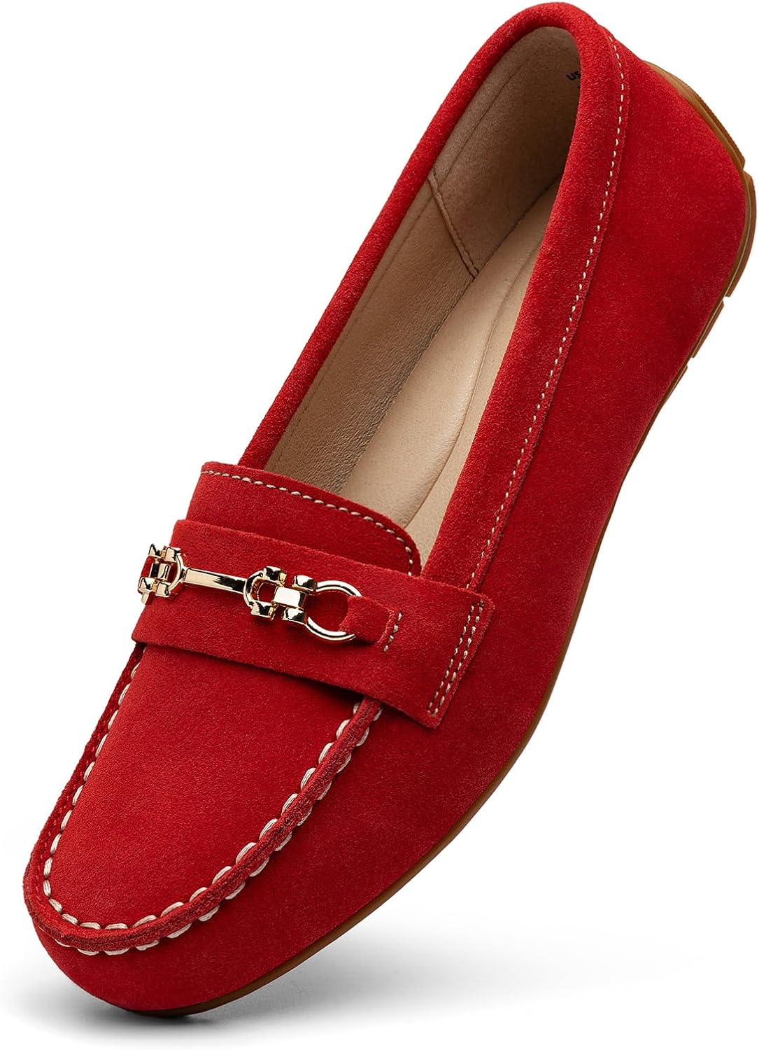 Women's Comfortable Lightweight Suede Leather Loafers Slip-Ons