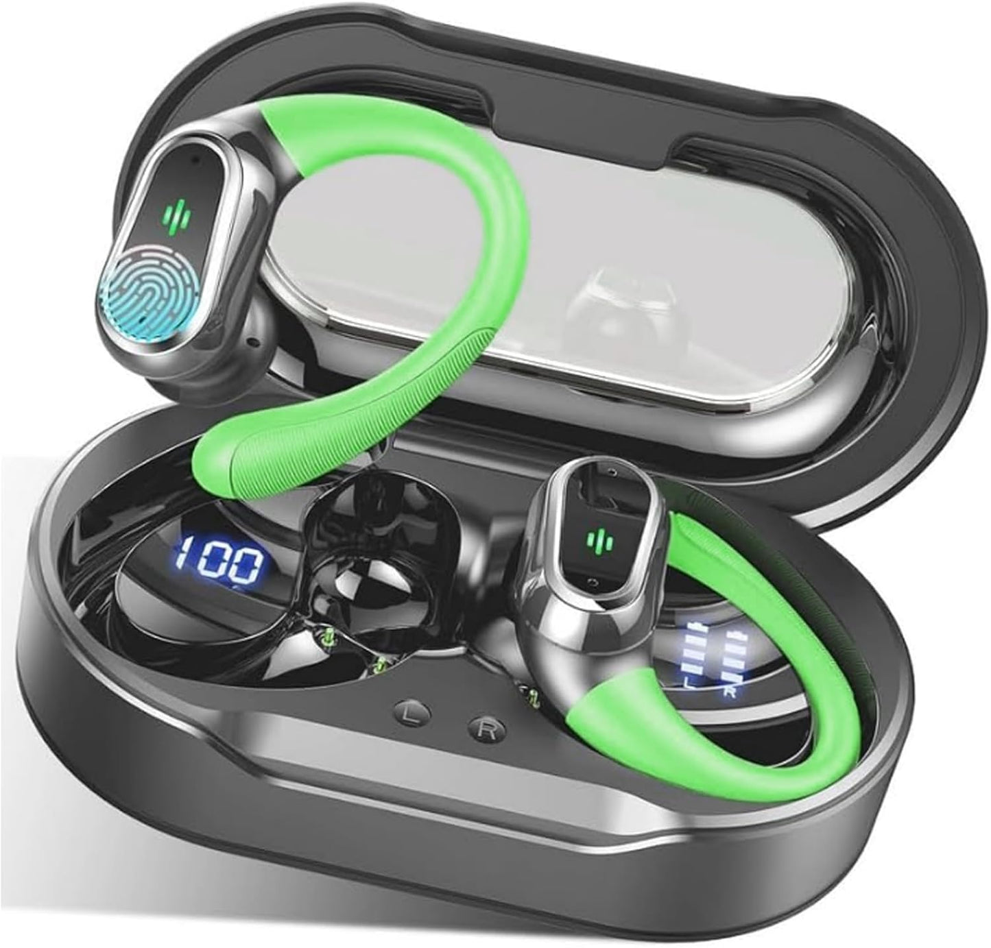 Green Sport Wireless Earbuds for Dynamic Workouts