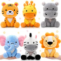 6 Pcs Small Stuffed Safari Animals Bulk - Cute 7 in Jungle Plush Set