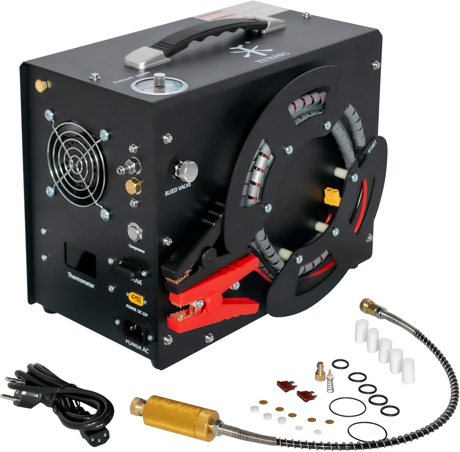 High-Pressure TUXING Air Compressor: Auto-Stop Pump for Paintball & Scuba Tanks