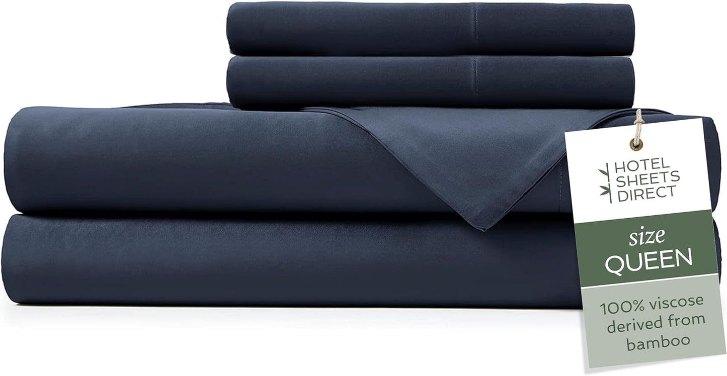 Queen Bed Sheet Set with Silky Soft Bamboo Viscose for Comfort