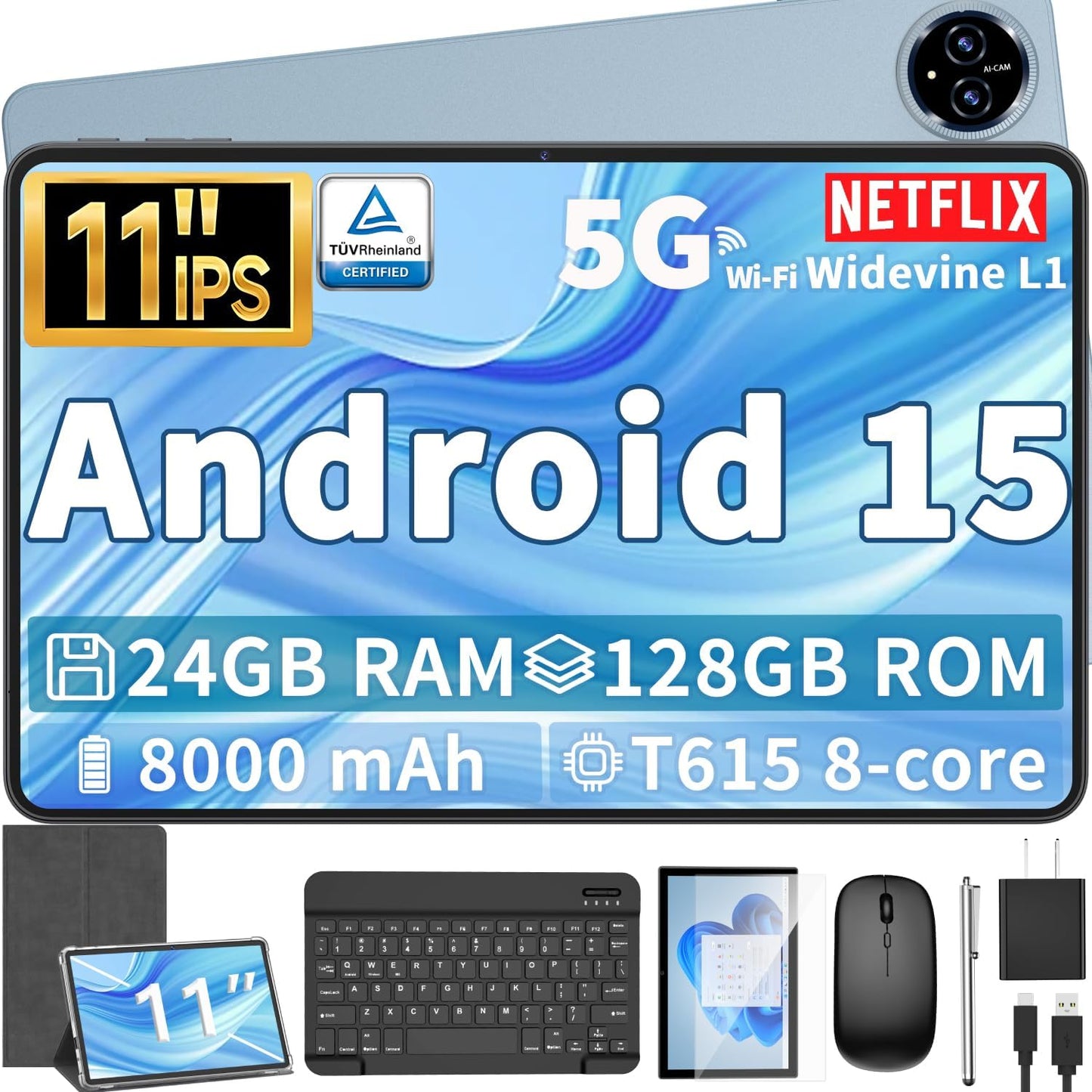 Android 15 Tablet with Keyboard and 24GB RAM for Ultimate Performance