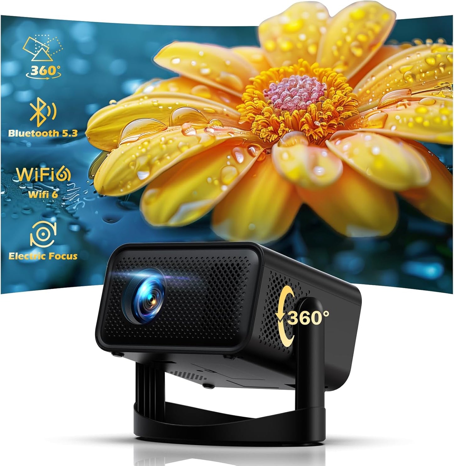 360 Rotation Smart Projector - Wireless Connectivity