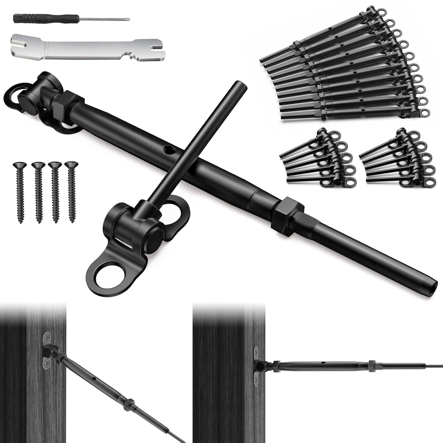 BLIKA 10 Pair Black Cable Railing Kit for Adjustable Angles