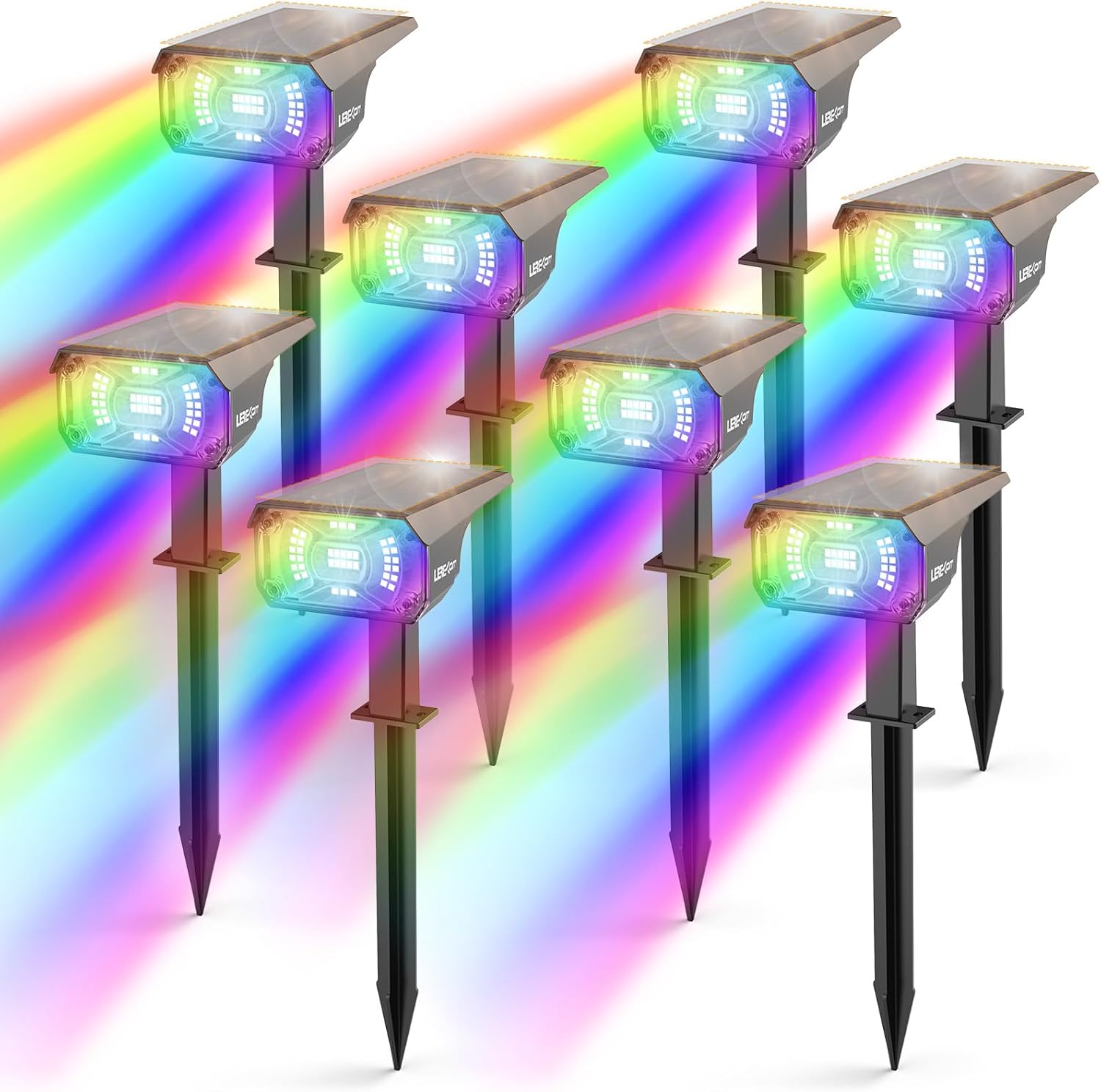 Solar Spotlights Outdoor with 40 LEDs and 9 Color Modes