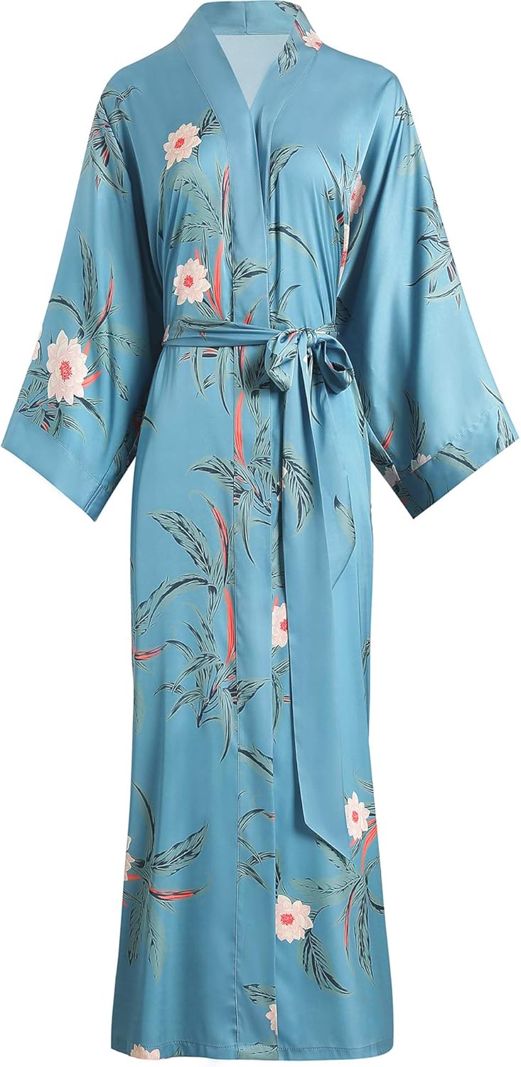 Aensso Long Soft Lightweight Silky Kimonos Robes for Women