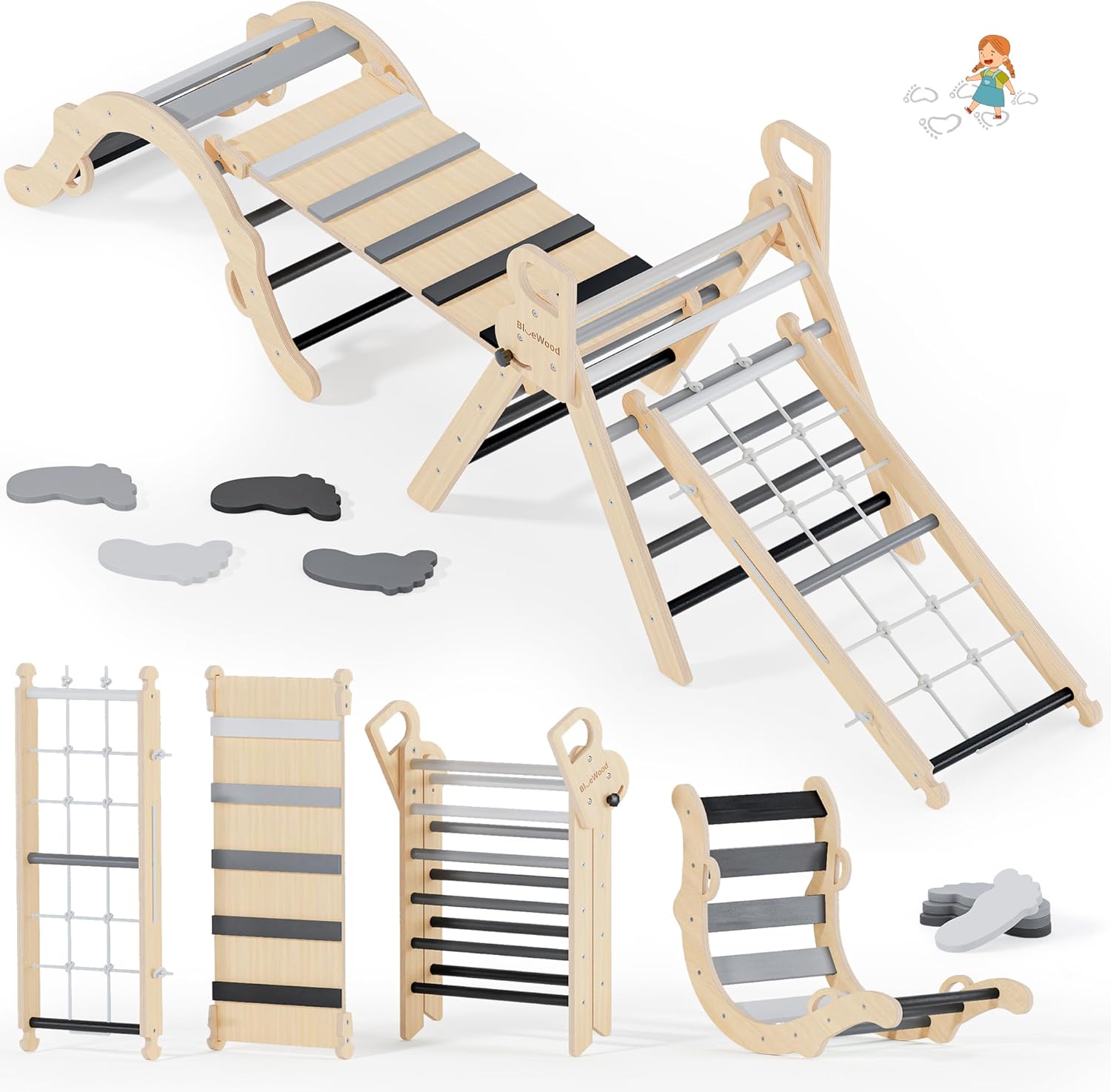 10-in-1 Pikler Triangle Set for Toddlers - Indoor Climbing Fun