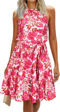 Newshows Womens 2025 Halter Belted Sundress with Pockets - Flattering