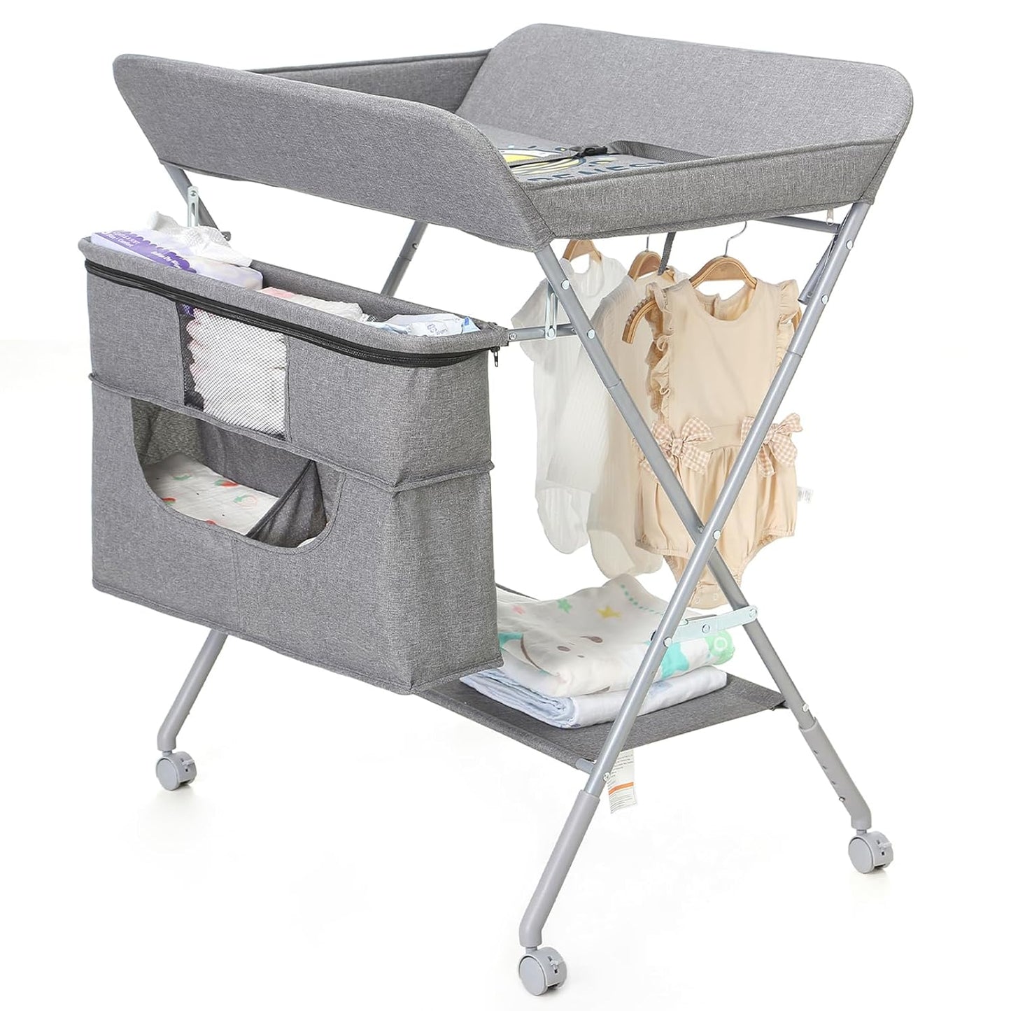 Portable Baby Changing Station with Adjustable Height for Infants