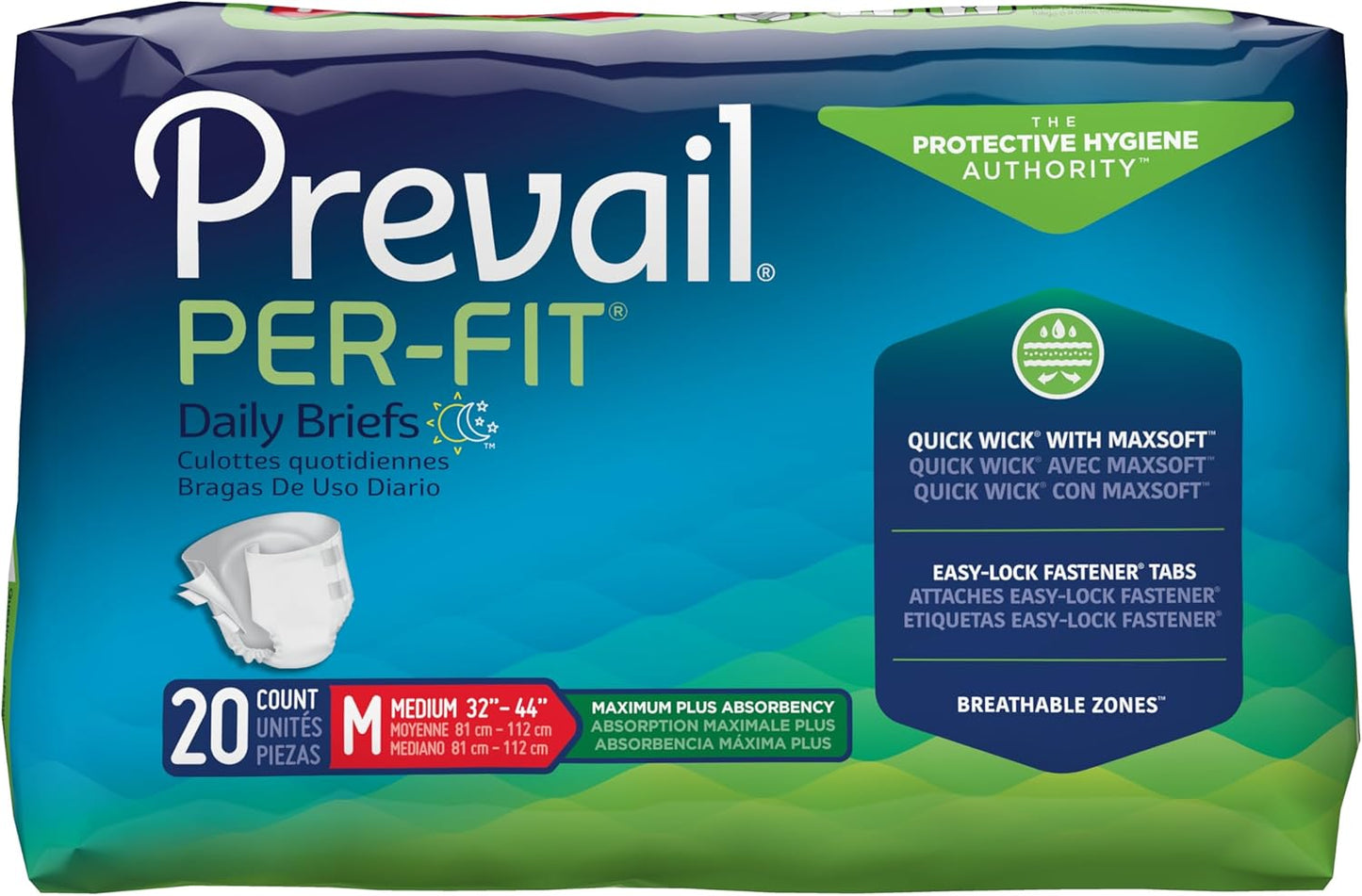 Prevail Per-Fit Incontinence Briefs: Maximum Plus Absorbency