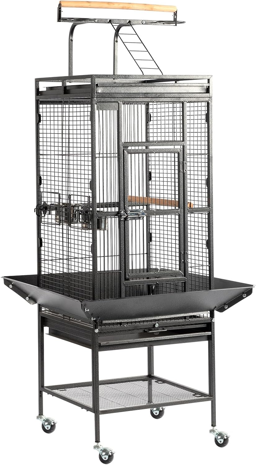 Durable 65-Inch Wrought Iron Bird Cage with Playtop for Birds