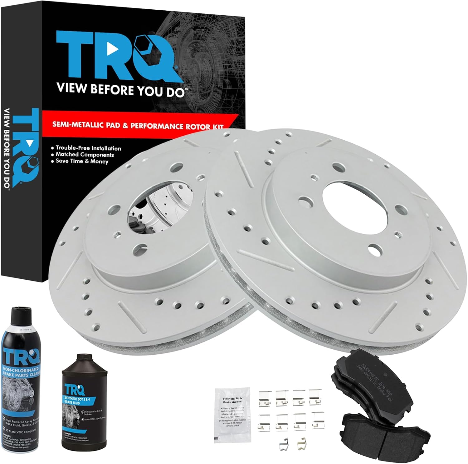 TRQ Front Performance Brake Pad & Rotor Kit for Mitsubishi Lancer