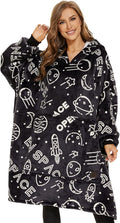 THREE POODLE Wearable Blanket Hoodie for Women, Oversized Sherpa