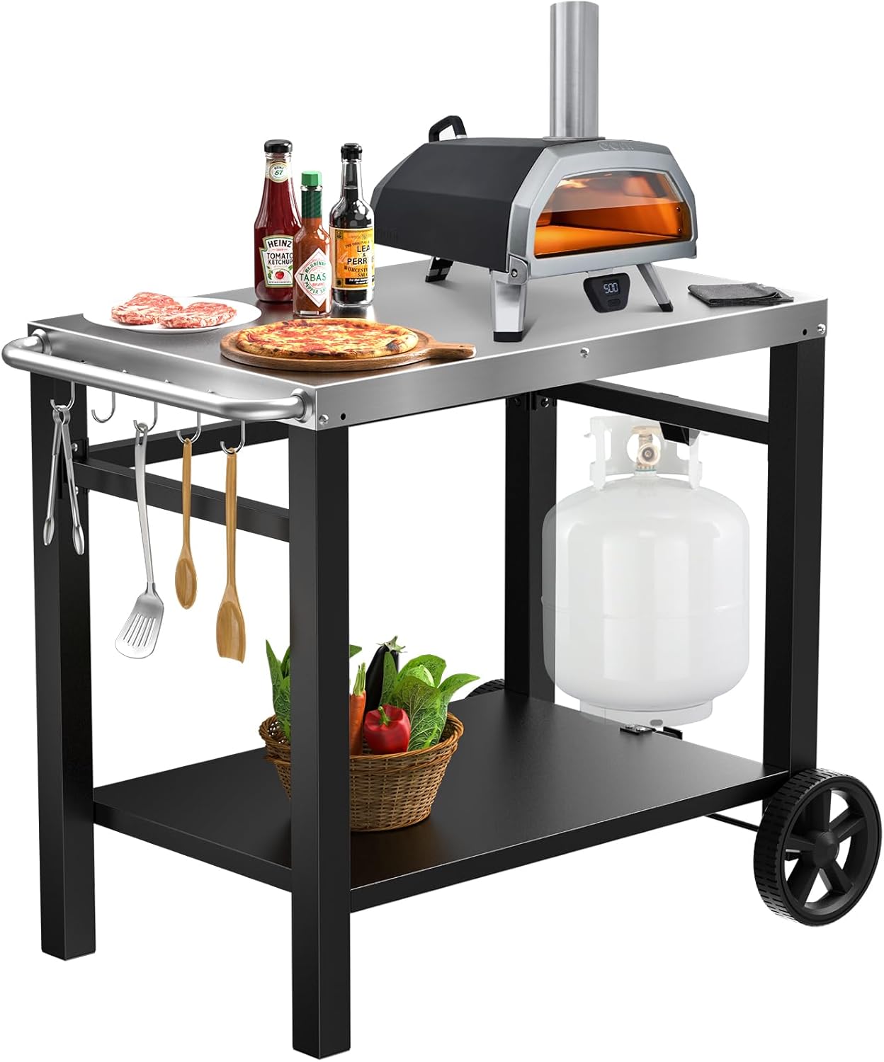 Outdoor Grill Table Cart for Easy Cooking and Storage Solutions
