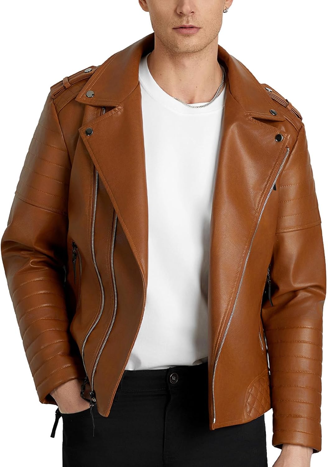 WULFUL Men's Leather Jackets - Stylish Faux Bomber for Bikers