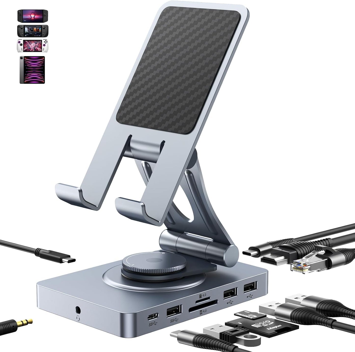360 Rotating USB C Docking Station for iPad Pro and More