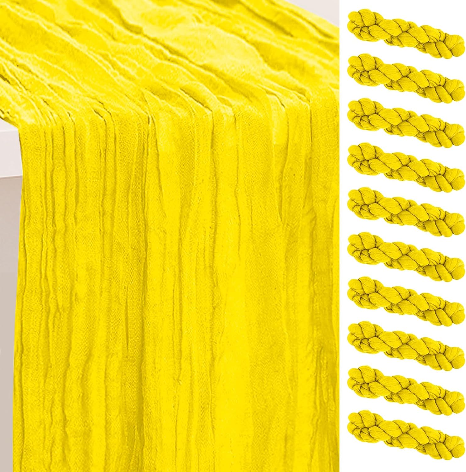 10 Pack Yellow Cheesecloth Table Runner for Elegant Events