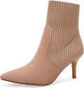 Pointed Toe Ankle Boots Stiletto Kitten Heel Sock Booties - Sleek Leg