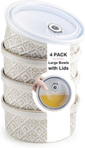 40 Oz Ceramic Airtight Bowls Set of 4 - Large Mixing Bowls with Lids