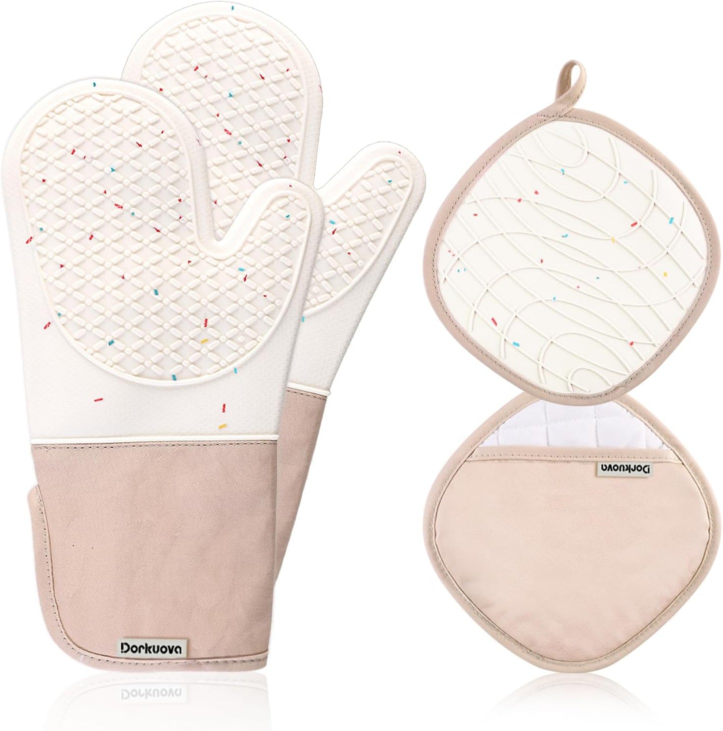 Washable Silicone Oven Mitts - Heat Resistant 500F