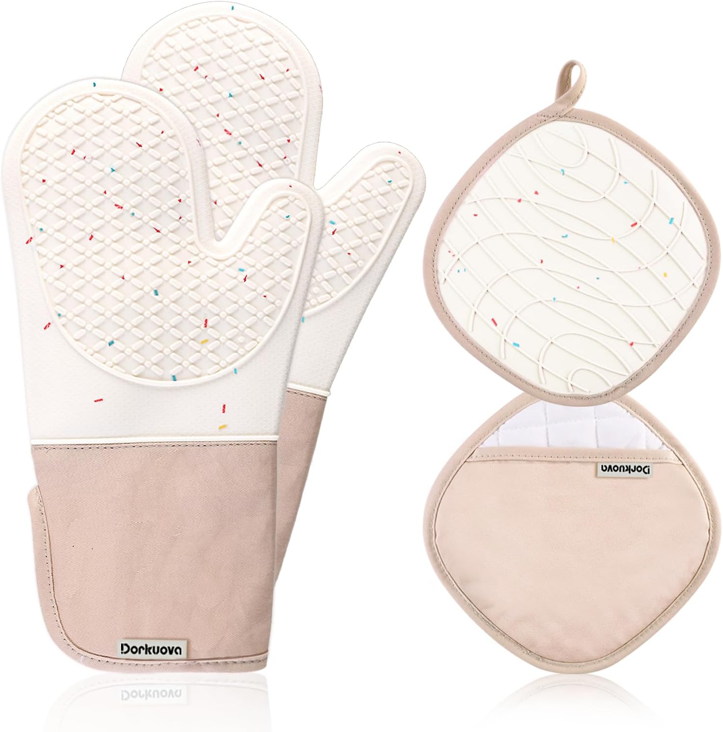 Washable Silicone Oven Mitts - Heat Resistant 500F