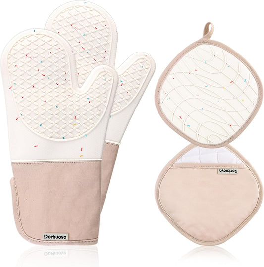 Washable Silicone Oven Mitts - Heat Resistant 500F