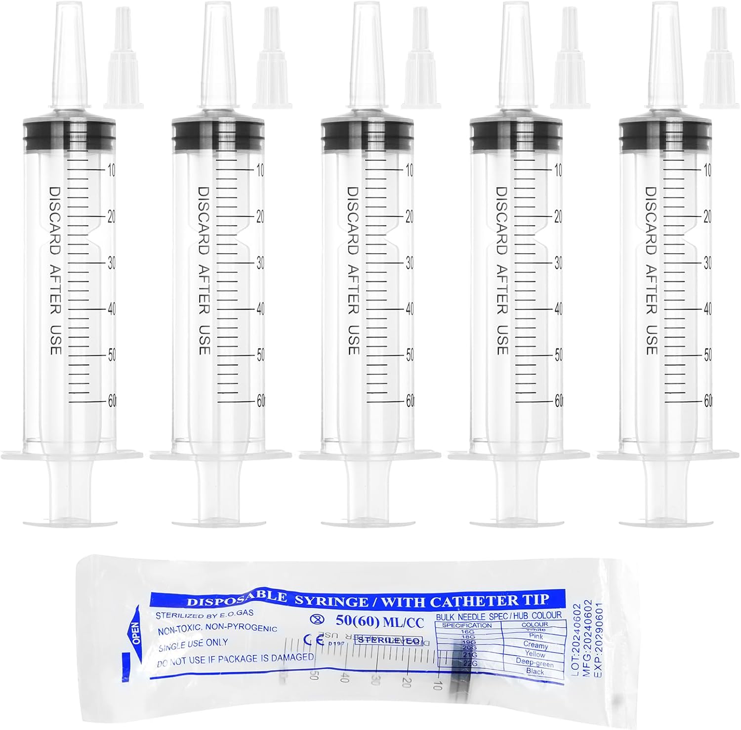60ml Syringe for Liquid, 50 Pack Large Plastic Syringes