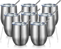 12oz Insulated Wine Tumbler with Lid and Straw - Keeps Drinks Hot