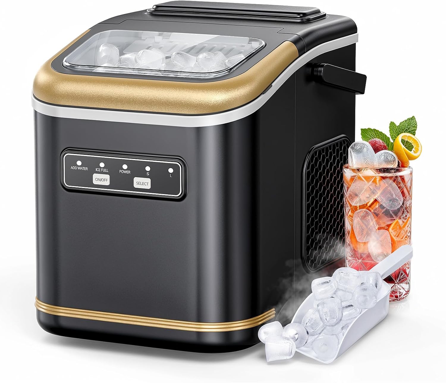9 Ice Cubes in 6 Mins! FREE VILLAGE Portable Ice Maker - Self-Cleaning, 26.5lbs/24H