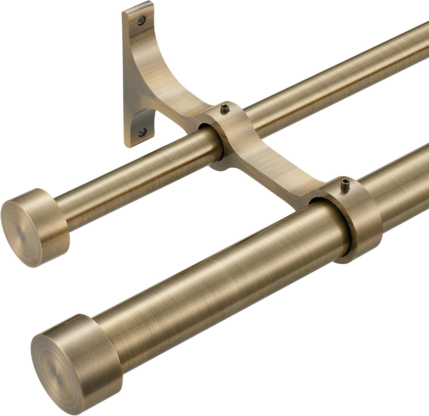 Double Curtain Rods with Aluminum End Caps for Stylish Windows