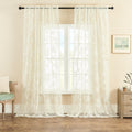 Cream Lace Curtains 108 in Long 2 Panels - Sheer Victorian Floral