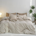 MooMee Super Queen Duvet Cover Set - Thick Washed Cotton, All-Season