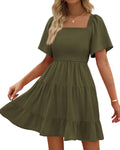 Women's Smocked Mini Dress with Pockets - Summer Swing Fit