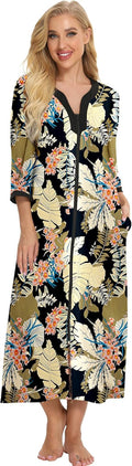 Bloggerlove House Dresses Zip Up Robe for Women - Soft (Style BNFK)