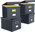 Portable Leather File Organizer Boxes with Lids - Compact Office