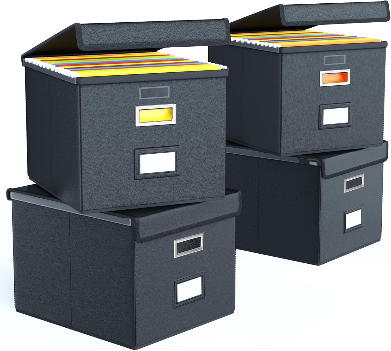 Huolewa Portable Leather File Organizer Boxes for Office Use