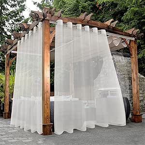 BONZER Waterproof Indoor/Outdoor Sheer Curtains for Patio