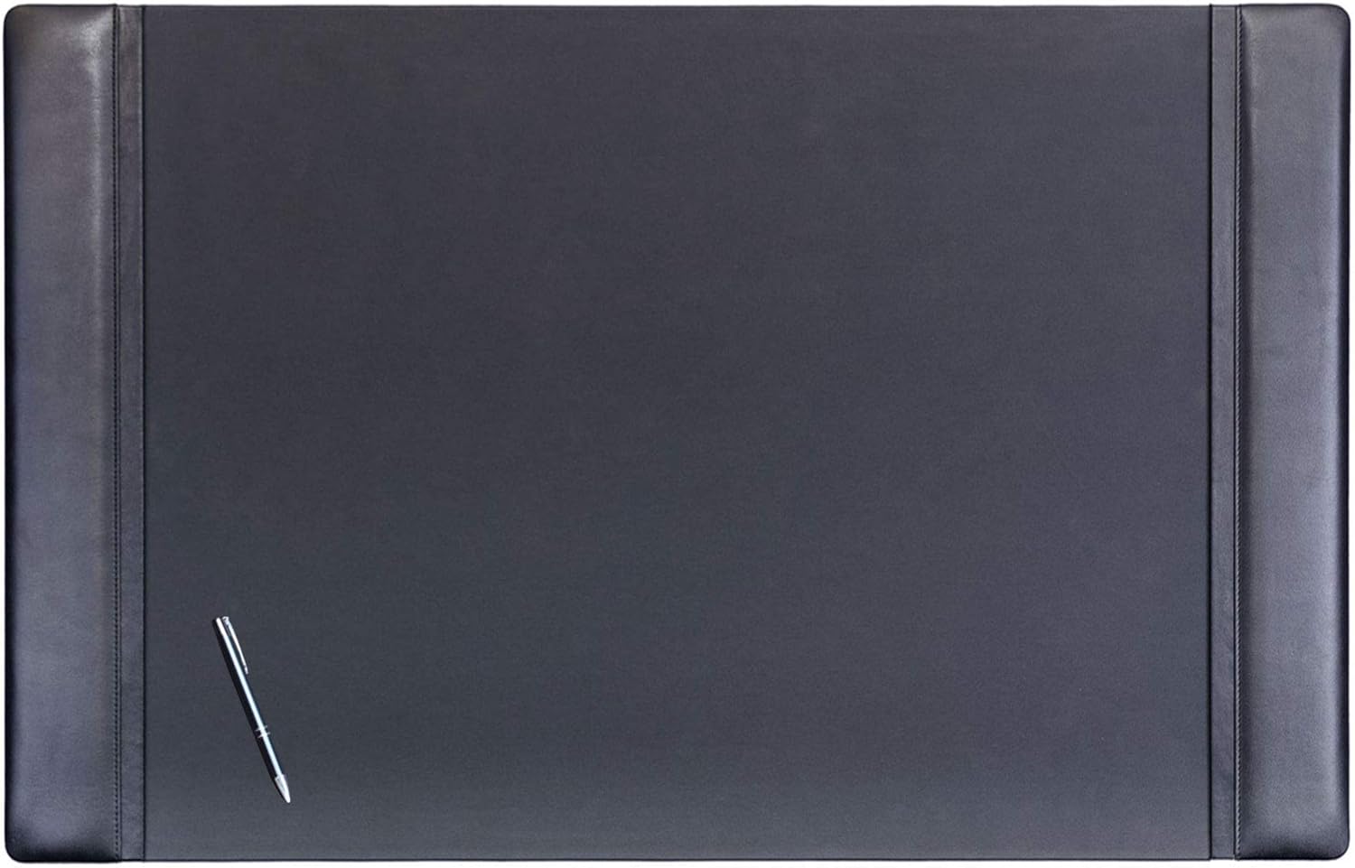 Dacasso Black Leather Side-Rail Desk Pad for Elegant Workspaces